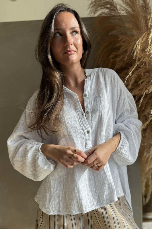 Laurie Cushion Cotton Blouse White - 